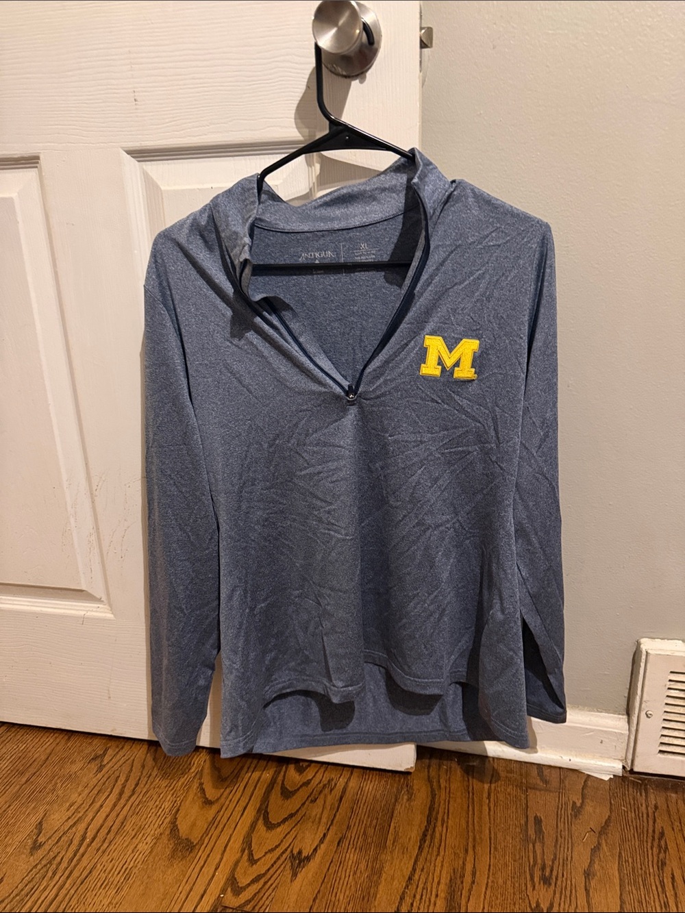 Navy Heather 1/4 Zip Hooded Pullover University of Michigan- Women's